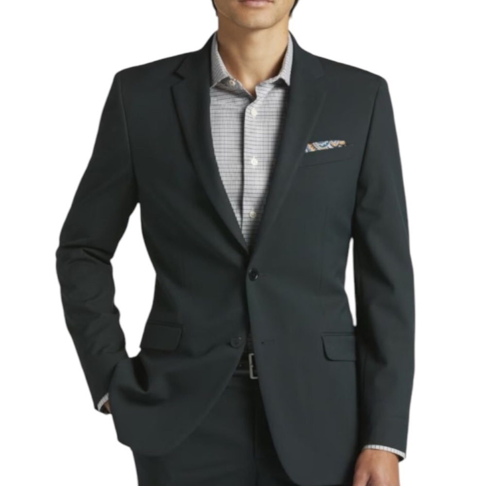 EGARA Slim Fit Charcoal Gray Dress Coat - 34 Short